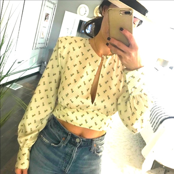 Zara Tops - Zara new with tags beige floral crop top size XS